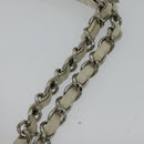 CHANEL Chain Hand Bag Leather 2way White Silver CC Auth BA840V-10