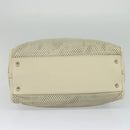 CHANEL Chain Hand Bag Leather 2way White Silver CC Auth BA840V-5