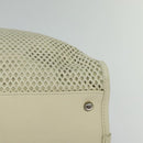 CHANEL Chain Hand Bag Leather 2way White Silver CC Auth BA840V-18