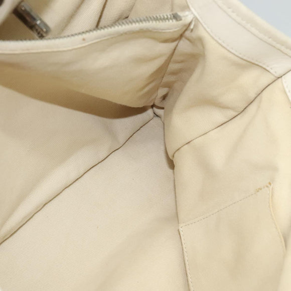 CHANEL Chain Hand Bag Leather 2way White Silver CC Auth BA840V