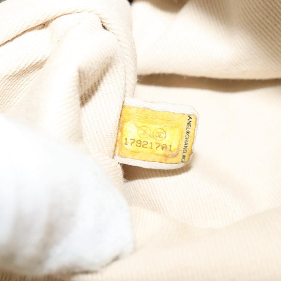 CHANEL Chain Hand Bag Leather 2way White Silver CC Auth BA840V