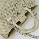CHANEL Chain Hand Bag Leather 2way White Silver CC Auth BA840V-6