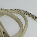CHANEL Chain Hand Bag Leather 2way White Silver CC Auth BA840V-8