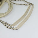 CHANEL Chain Hand Bag Leather 2way White Silver CC Auth BA840V-9