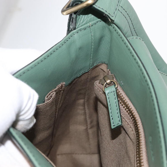 Chloe Shoulder Bag Leather Green Gold Auth BA8400