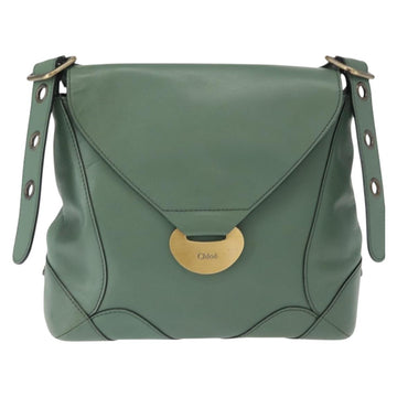 Chloe Shoulder Bag Leather Green Gold Auth BA8400 - 0