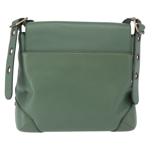 Chloe Shoulder Bag Leather Green Gold Auth BA8400