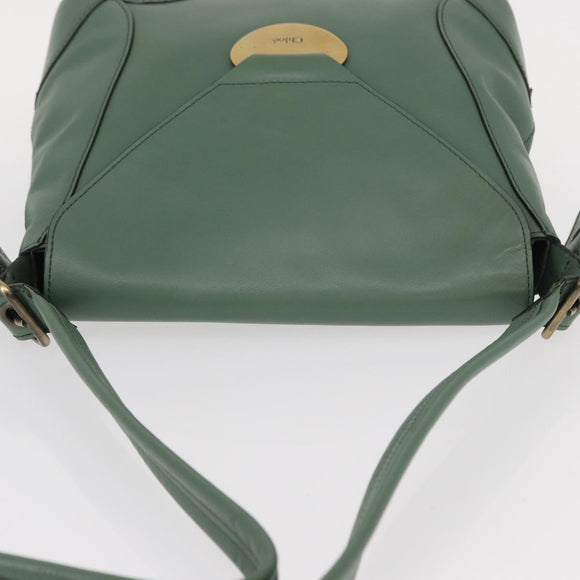 Chloe Shoulder Bag Leather Green Gold Auth BA8400