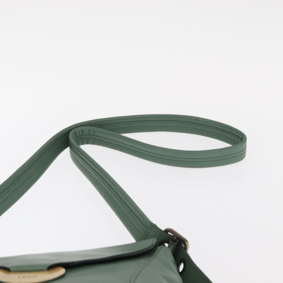 Chloe Shoulder Bag Leather Green Gold Auth BA8400