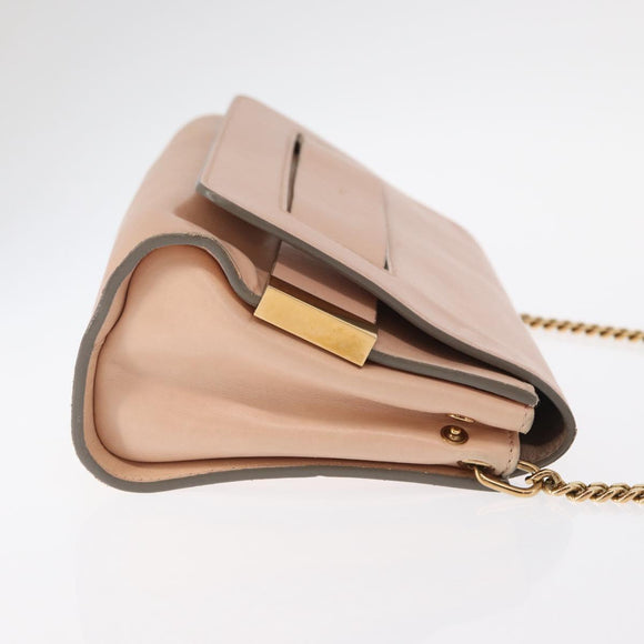 Chloe Chain Shoulder Bag Leather Pink Gold Auth BA8401