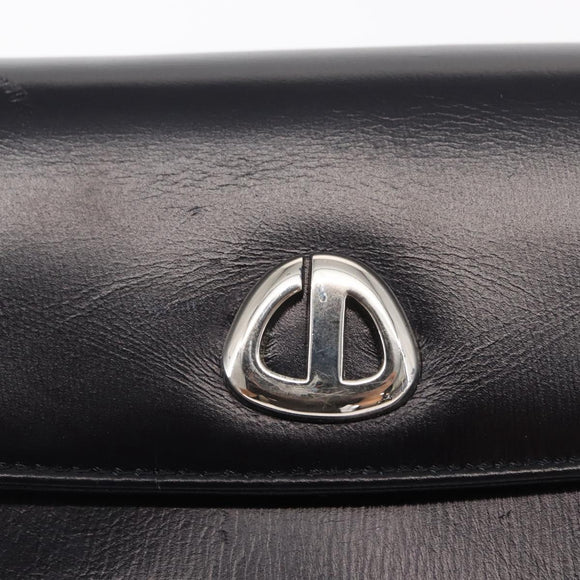 Christian Dior Shoulder Bag Leather Navy Gold Auth BA8402