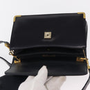 Christian Dior Shoulder Bag Leather Navy Gold Auth BA8402-11