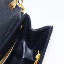 Christian Dior Shoulder Bag Leather Navy Gold Auth BA8402-19