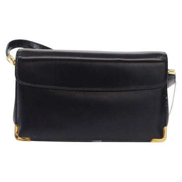 Christian Dior Shoulder Bag Leather Navy Gold Auth BA8402 - 0