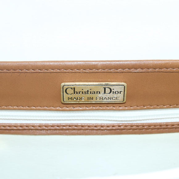 Christian Dior Shoulder Bag Leather White Gold Auth BA8403