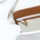 Christian Dior Shoulder Bag Leather White Gold Auth BA8403-17