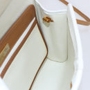 Christian Dior Shoulder Bag Leather White Gold Auth BA8403-18