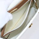 Christian Dior Shoulder Bag Leather White Gold Auth BA8403-20