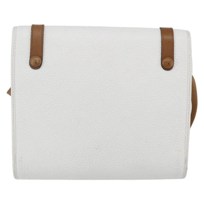 Christian Dior Shoulder Bag Leather White Gold Auth BA8403 - 0