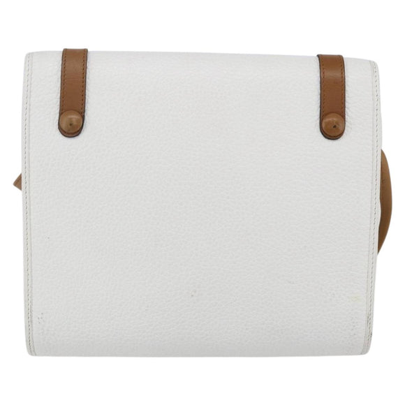 Christian Dior Shoulder Bag Leather White Gold Auth BA8403