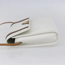 Christian Dior Shoulder Bag Leather White Gold Auth BA8403-3