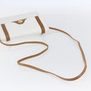 Christian Dior Shoulder Bag Leather White Gold Auth BA8403-7