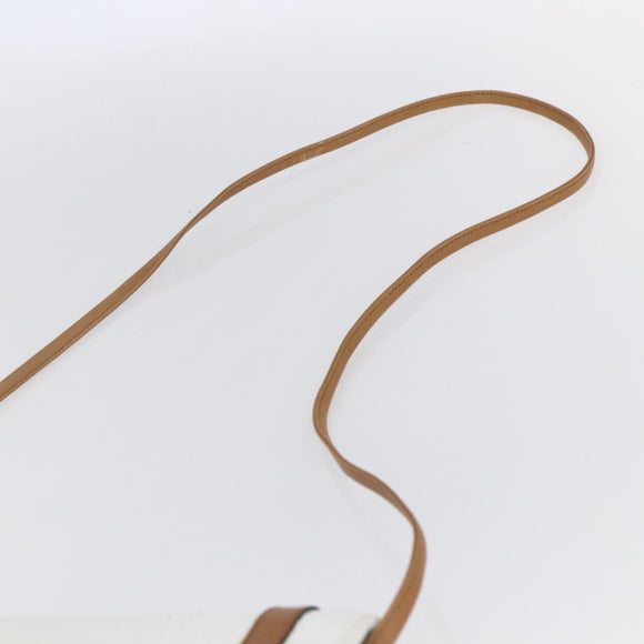 Christian Dior Shoulder Bag Leather White Gold Auth BA8403