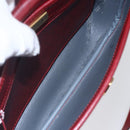 Christian Dior Honeycomb Canvas Shoulder Bag PVC Red Gold Auth BA8404-16