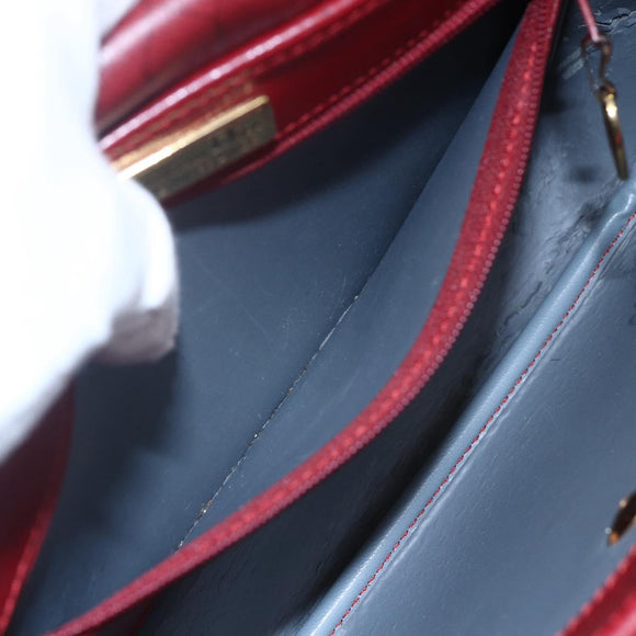 Christian Dior Honeycomb Canvas Shoulder Bag PVC Red Gold Auth BA8404