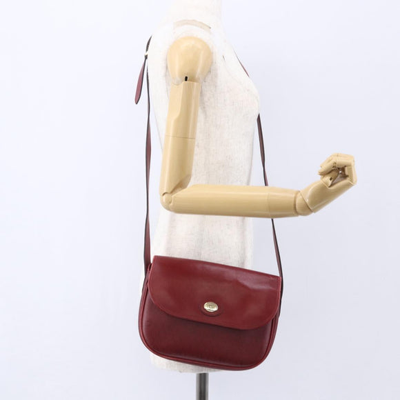 Christian Dior Honeycomb Canvas Shoulder Bag PVC Red Gold Auth BA8404