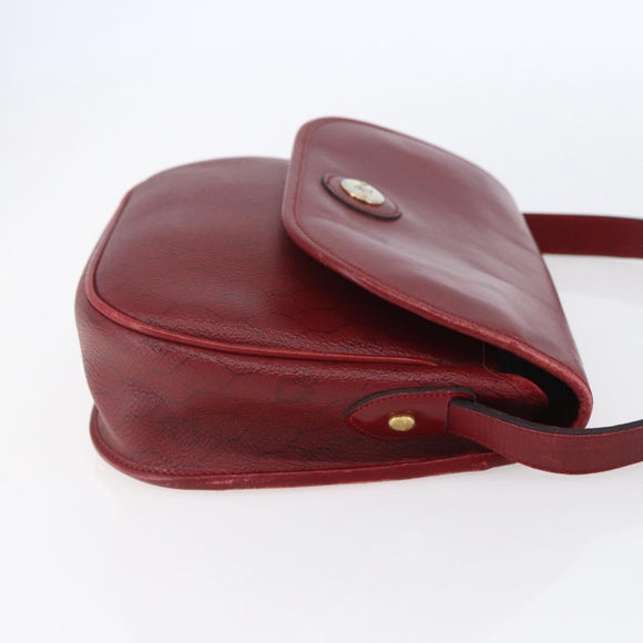 Christian Dior Honeycomb Canvas Shoulder Bag PVC Red Gold Auth BA8404