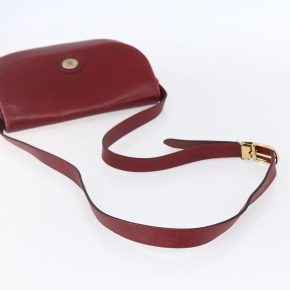 Christian Dior Honeycomb Canvas Shoulder Bag PVC Red Gold Auth BA8404
