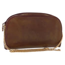 Christian Dior Chain Shoulder Bag Leather Red Gold Auth BA8405-1