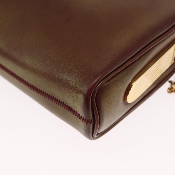 Christian Dior Chain Shoulder Bag Leather Red Gold Auth BA8405