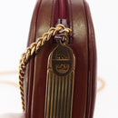 Christian Dior Chain Shoulder Bag Leather Red Gold Auth BA8405-14