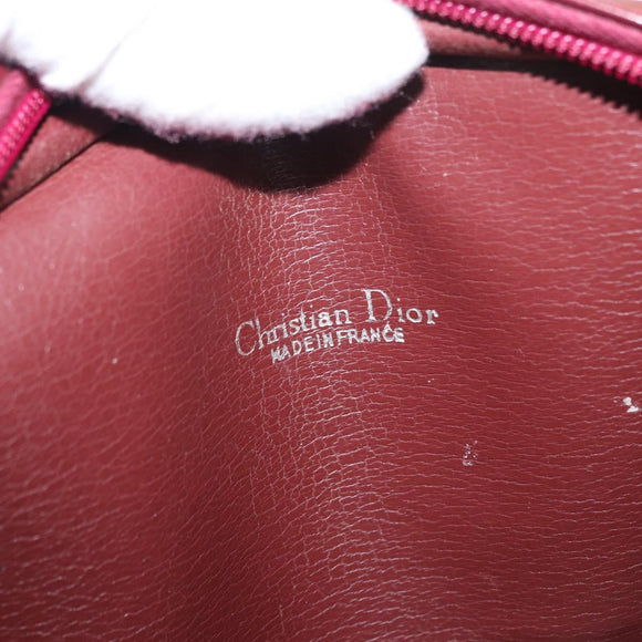 Christian Dior Chain Shoulder Bag Leather Red Gold Auth BA8405