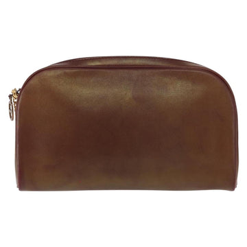 Christian Dior Chain Shoulder Bag Leather Red Gold Auth BA8405 - 0