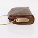 Christian Dior Chain Shoulder Bag Leather Red Gold Auth BA8405-5