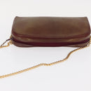 Christian Dior Chain Shoulder Bag Leather Red Gold Auth BA8405-6