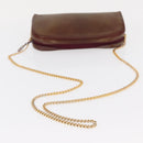 Christian Dior Chain Shoulder Bag Leather Red Gold Auth BA8405-7