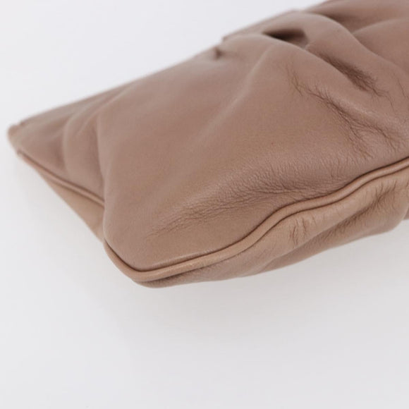 Miu Miu Clutch Bag Leather Pink Gold Auth BA8406