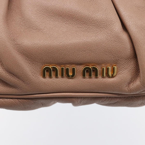Miu Miu Clutch Bag Leather Pink Gold Auth BA8406