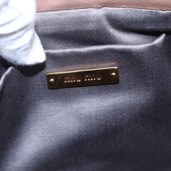 Miu Miu Clutch Bag Leather Pink Gold Auth BA8406