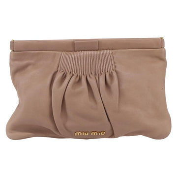 Miu Miu Clutch Bag Leather Pink Gold Auth BA8406 - 0