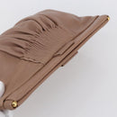 Miu Miu Clutch Bag Leather Pink Gold Auth BA8406-6