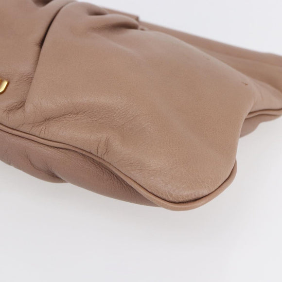 Miu Miu Clutch Bag Leather Pink Gold Auth BA8406