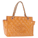 CHANEL Matelasse Chain Hand Bag Enamel Orange Silver CC Auth BA8407-1