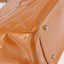 CHANEL Matelasse Chain Hand Bag Enamel Orange Silver CC Auth BA8407-15