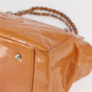 CHANEL Matelasse Chain Hand Bag Enamel Orange Silver CC Auth BA8407-16