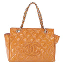 CHANEL Matelasse Chain Hand Bag Enamel Orange Silver CC Auth BA8407-13